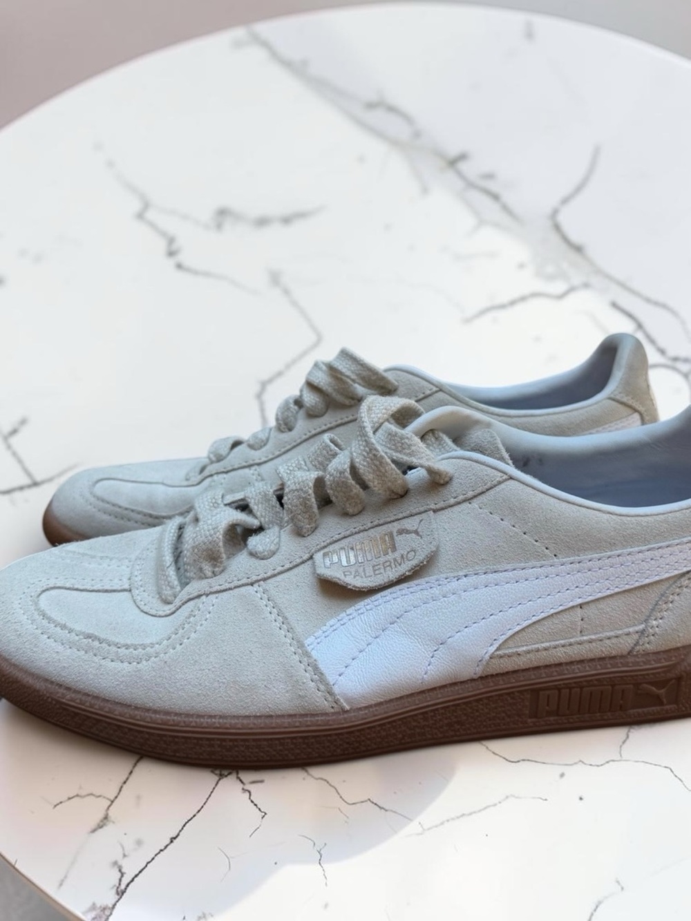 Puma Palermo Women’s Suede Sneakers in Alpine Snow/puma White